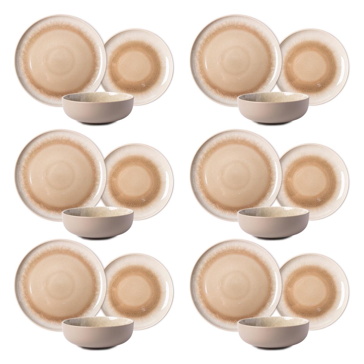 Service 18 pièces taupe - "Iris" couleur unique, LAGUIOLE CUISSON