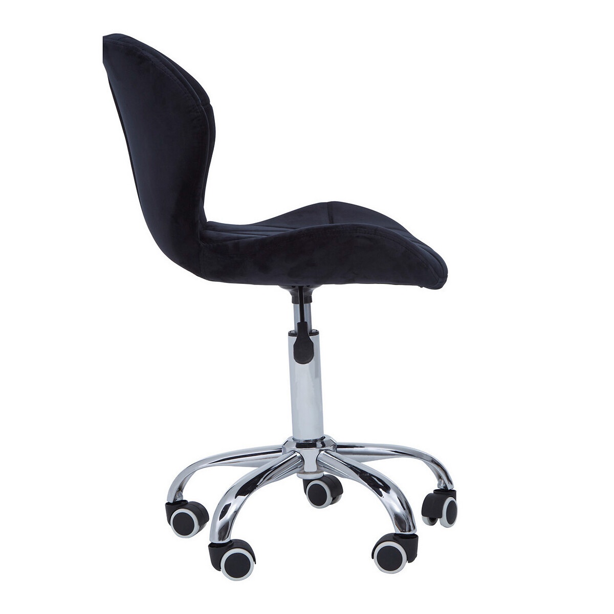 Velvet Quilted Office Chair with Chrome Base black, SO'HOME