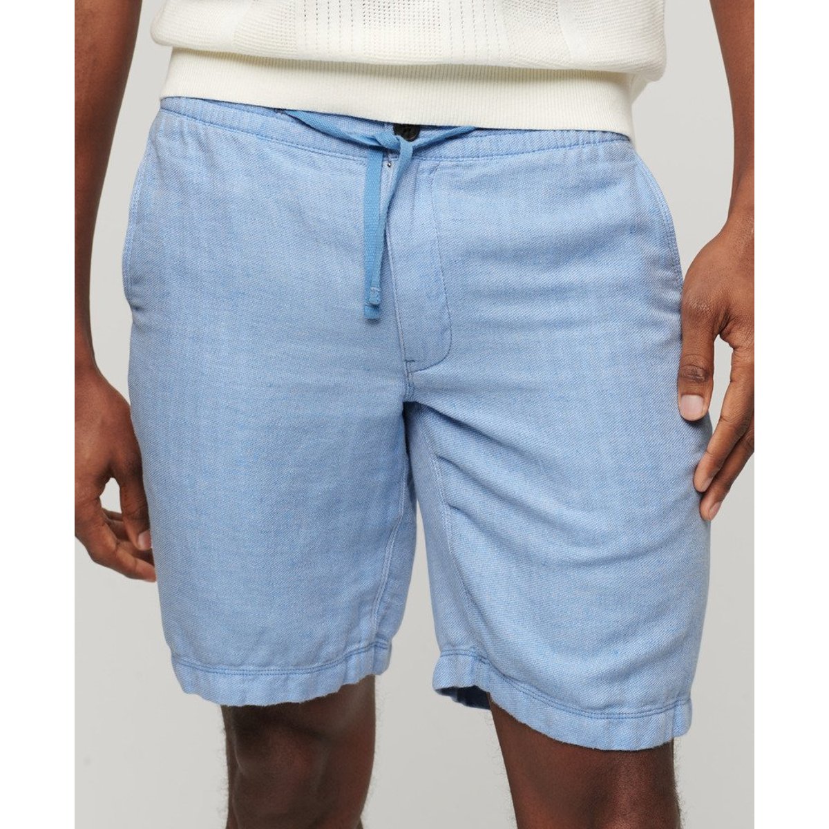 Short en lin avec cordon de serrage bleu/optic, SUPERDRY