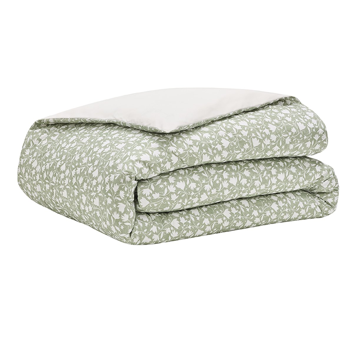 Housse de couette imprimée en percale de coton, ARABESQUE vert clair, ESSIX