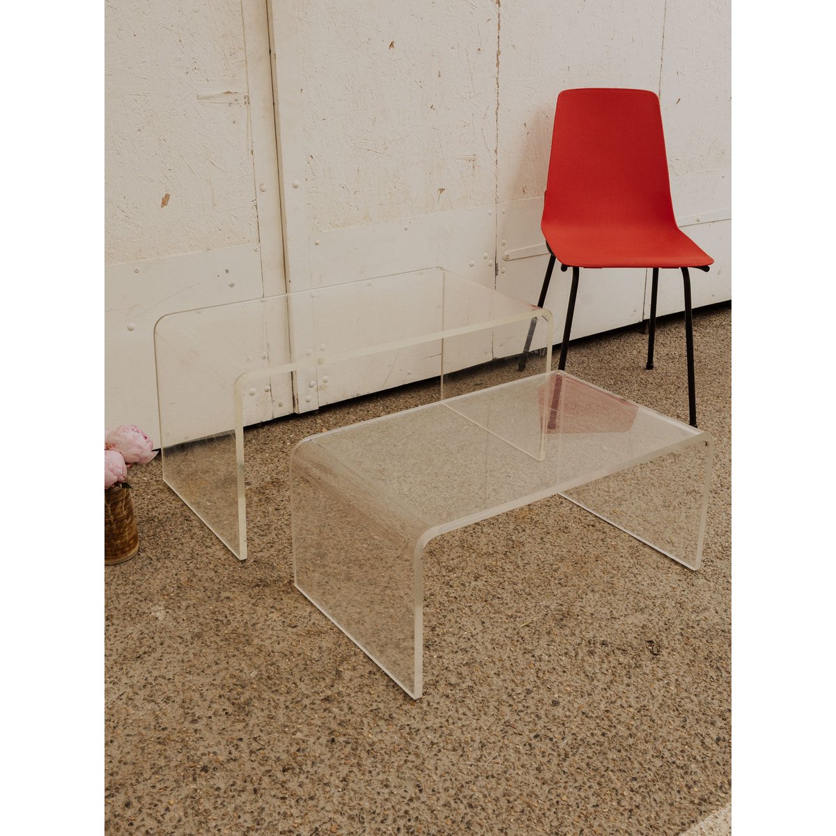 Tables gigognes en plexiglass Barbara N°160 - Bon état transparent, DEBONGOUT