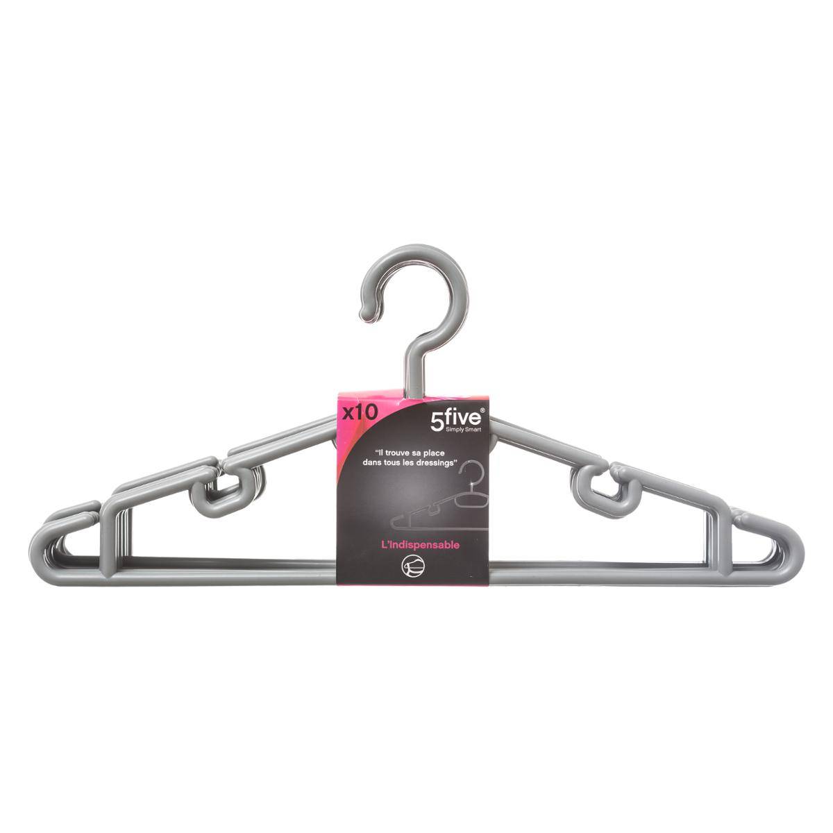 Lot de 10 cintres HANG'UP gris, 5FIVE SIMPLY SMART