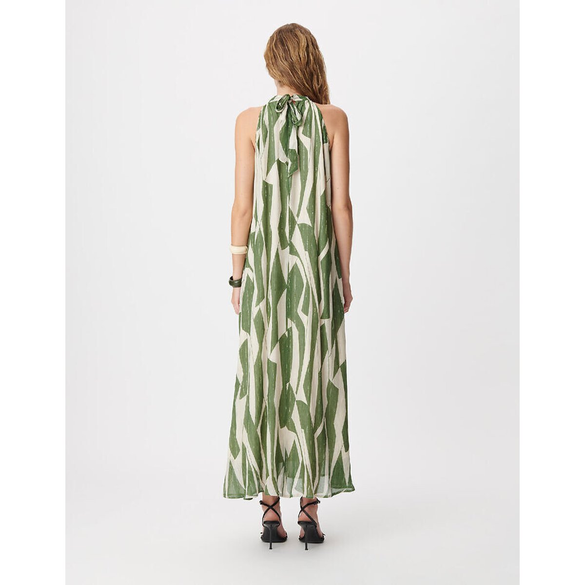 Ärmelloses, ausgestelltes Maxikleid mit Print grün bedruckt , IKKS