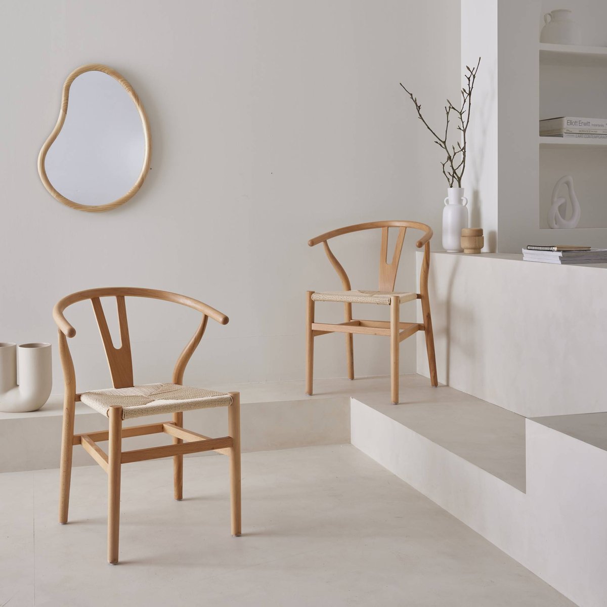 Chaise vintage bois de hêtre et cordes (lot de 2) CECILE naturel, SWEEEK