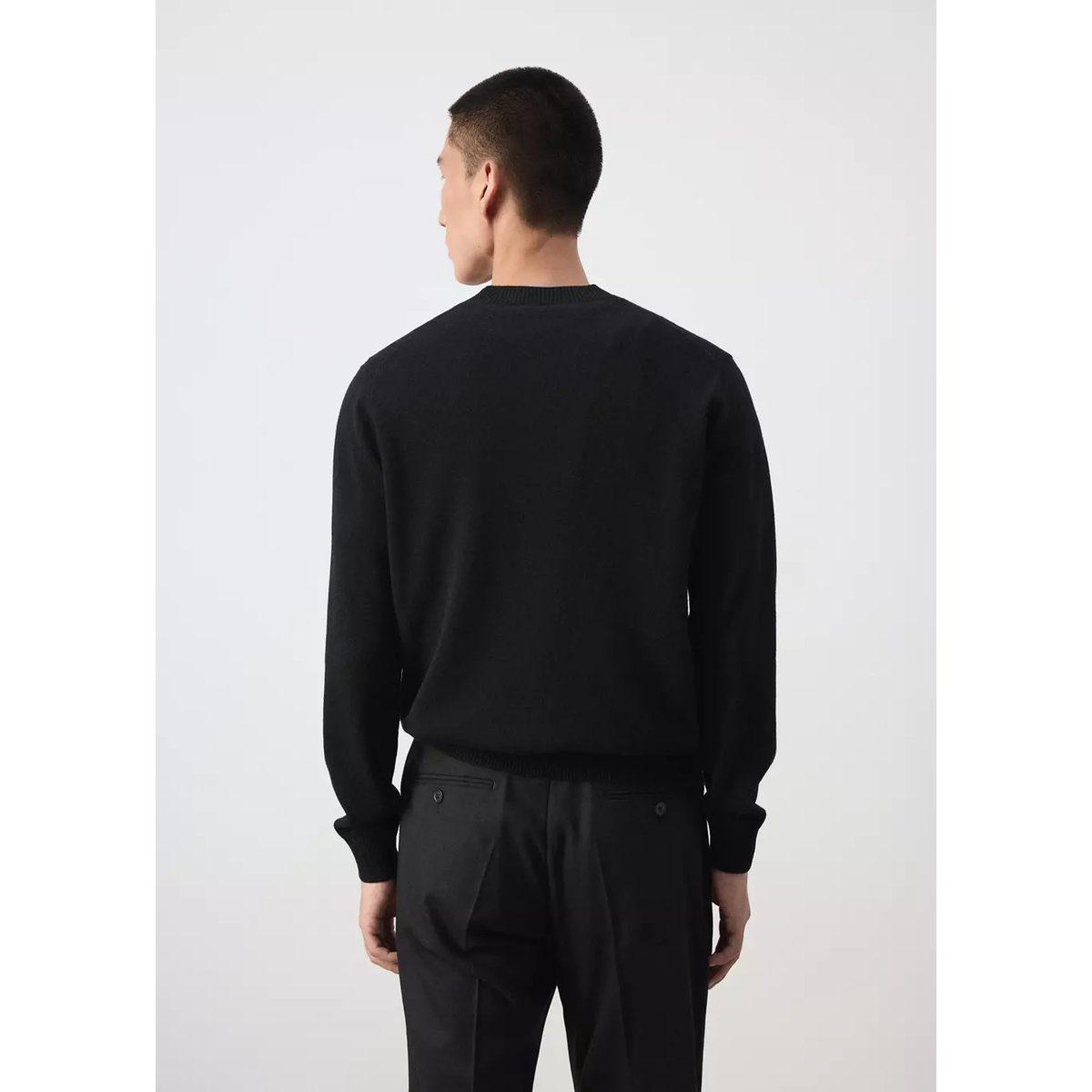 Pull 100 % laine maille fine noir, MANGO MAN