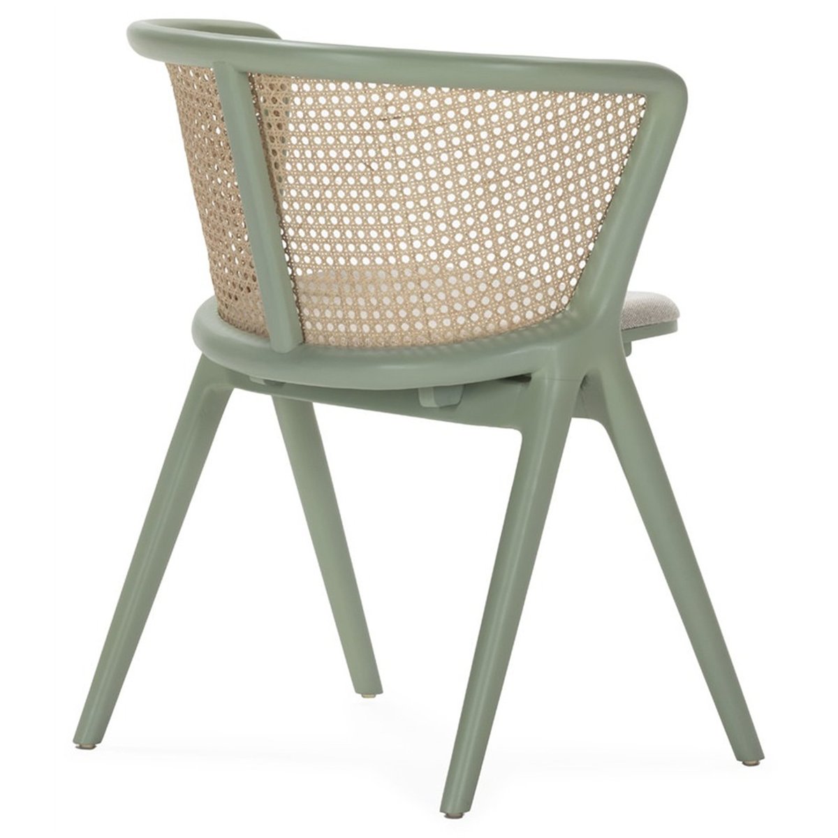 Chaise en hêtre et rotin vert, naturel et beige, RECOLLECTION