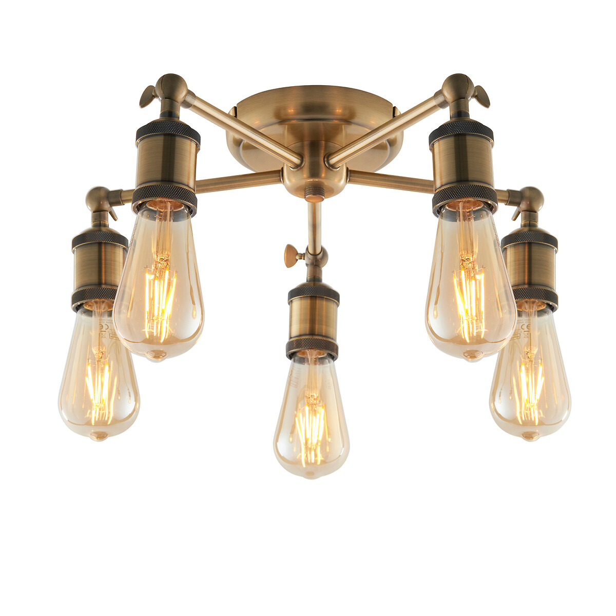 Halle 5-Light Industrial Semi-Flush Ceiling Light in Brass aged brass, ÉDITÉ