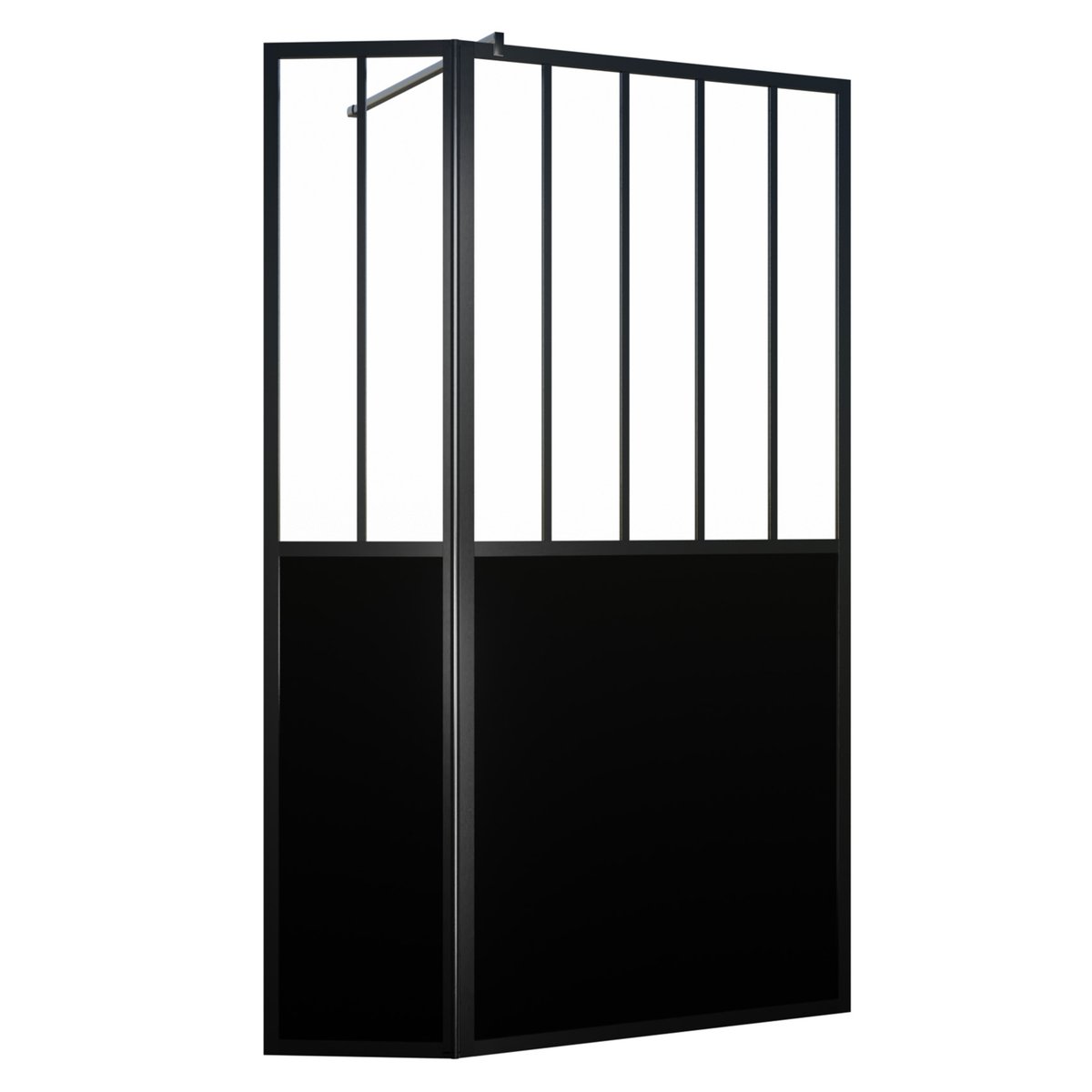 Paroi de douche verrière avec volet pivotant en verre trempé 5 mm noir, HOME MAISON