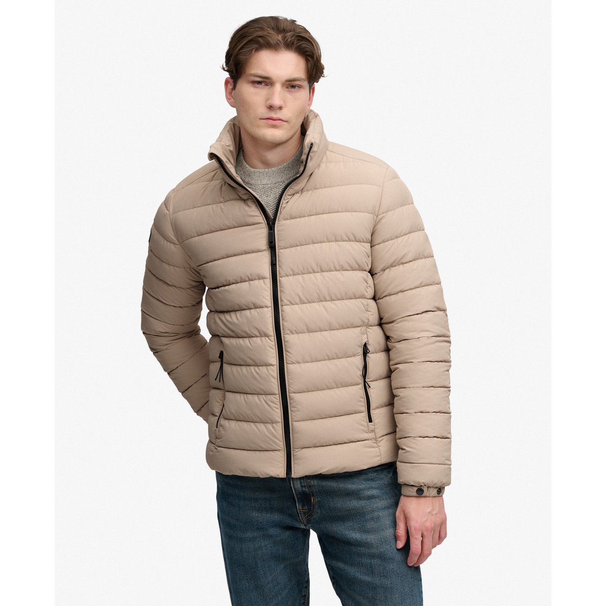 Doudoune Fuji Poids Moyen beige sarrasin, SUPERDRY