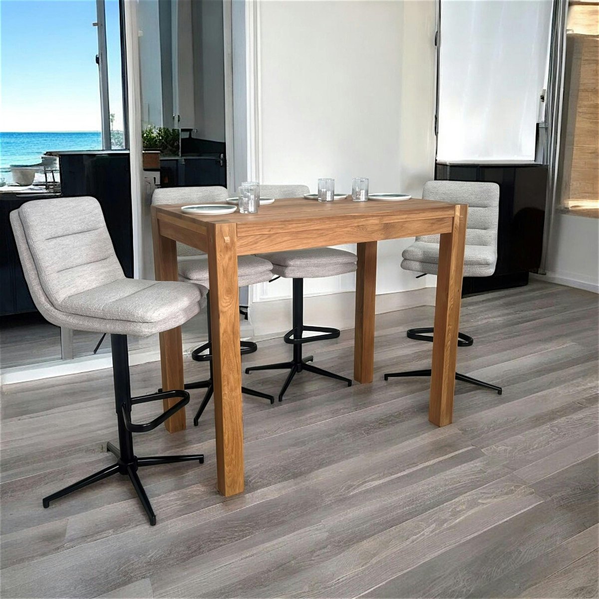 Table haute en chêne massif style campagne FJORD bois naturel, PIER IMPORT