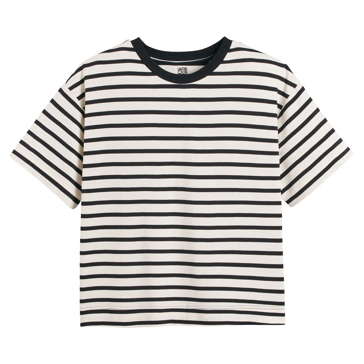 T-shirt rayé volume loose, Signature PAUL rayé ivoire/noir, LA REDOUTE COLLECTIONS