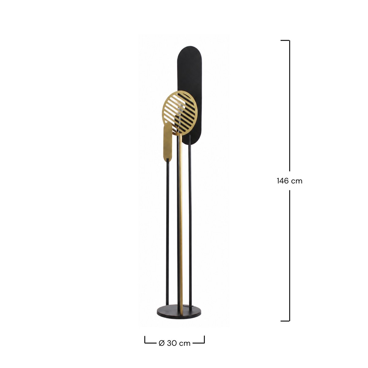 Lampadaire en métal H146 cm - TOTEM noir et doré, MAISON PAVANE