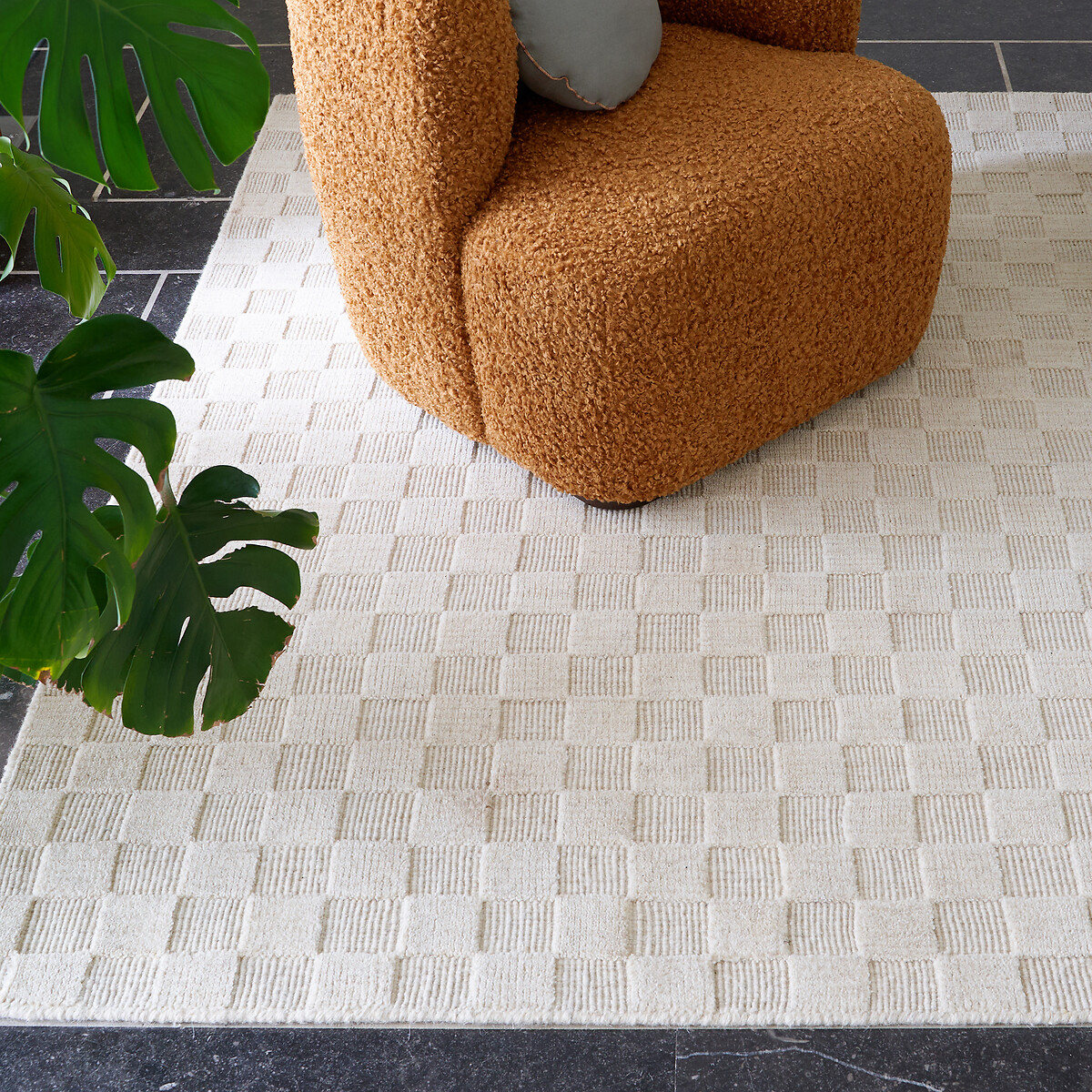 Bilmo Tone-On-Tone Checkerboard Rug ecru , LA REDOUTE INTERIEURS