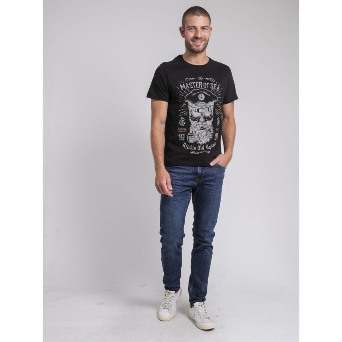 T-shirt Col Rond Pur Coton Jimoscar noir, RITCHIE