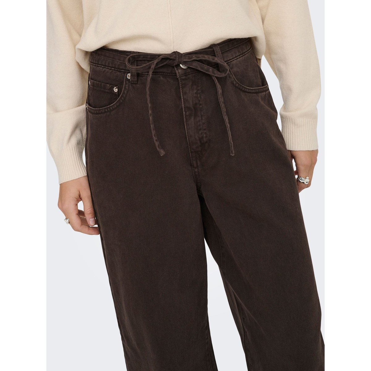 Jean À Jambe Large marron - dark brown denim, ONLY