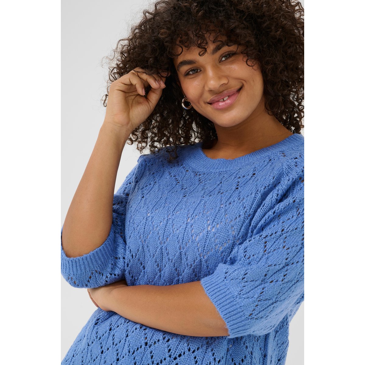Knitted pullover bleu ebb and flow, KAFFE CURVE