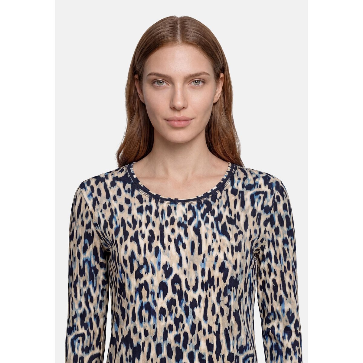 T-shirt basique de texture côtelée dark blue/beige, BETTY BARCLAY