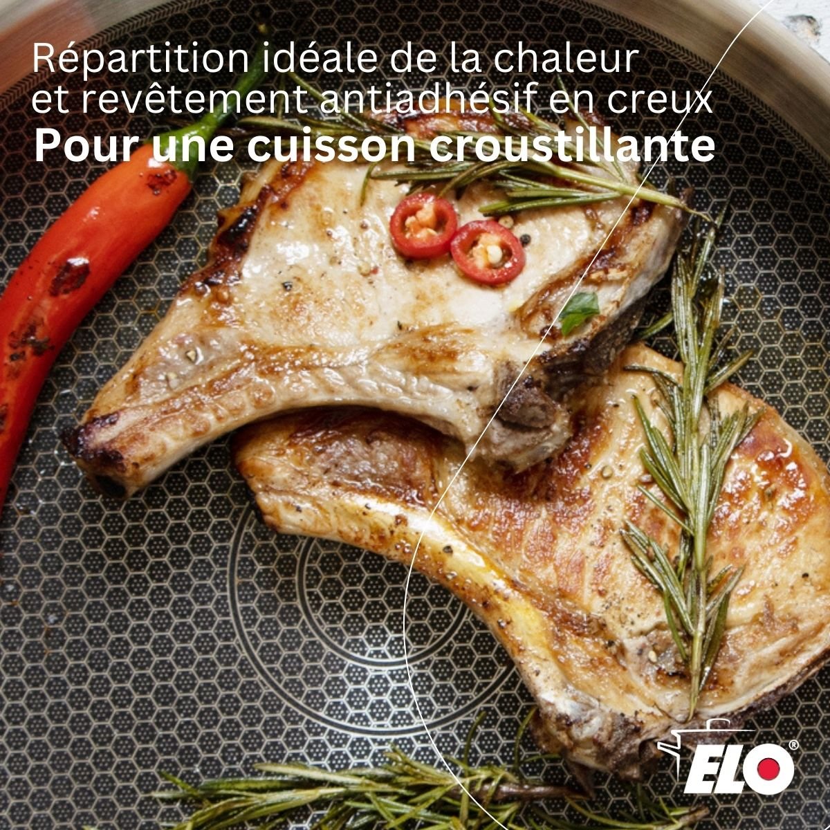 2 poêles 28/32cm + 4 faitouts 12/16/20/26cm RELIEF EVOLUTION inox, ELO