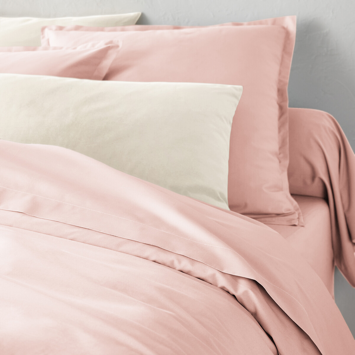Housse de couette en percale de coton, 80 fils, Scenario rose poudré, LA REDOUTE INTERIEURS