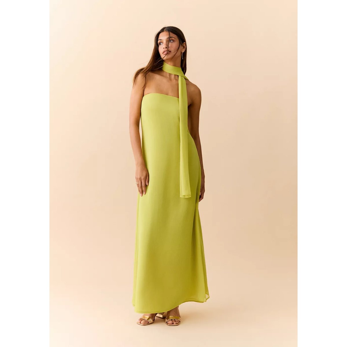 Robe bustier avec foulard citron vert, MANGO TEEN