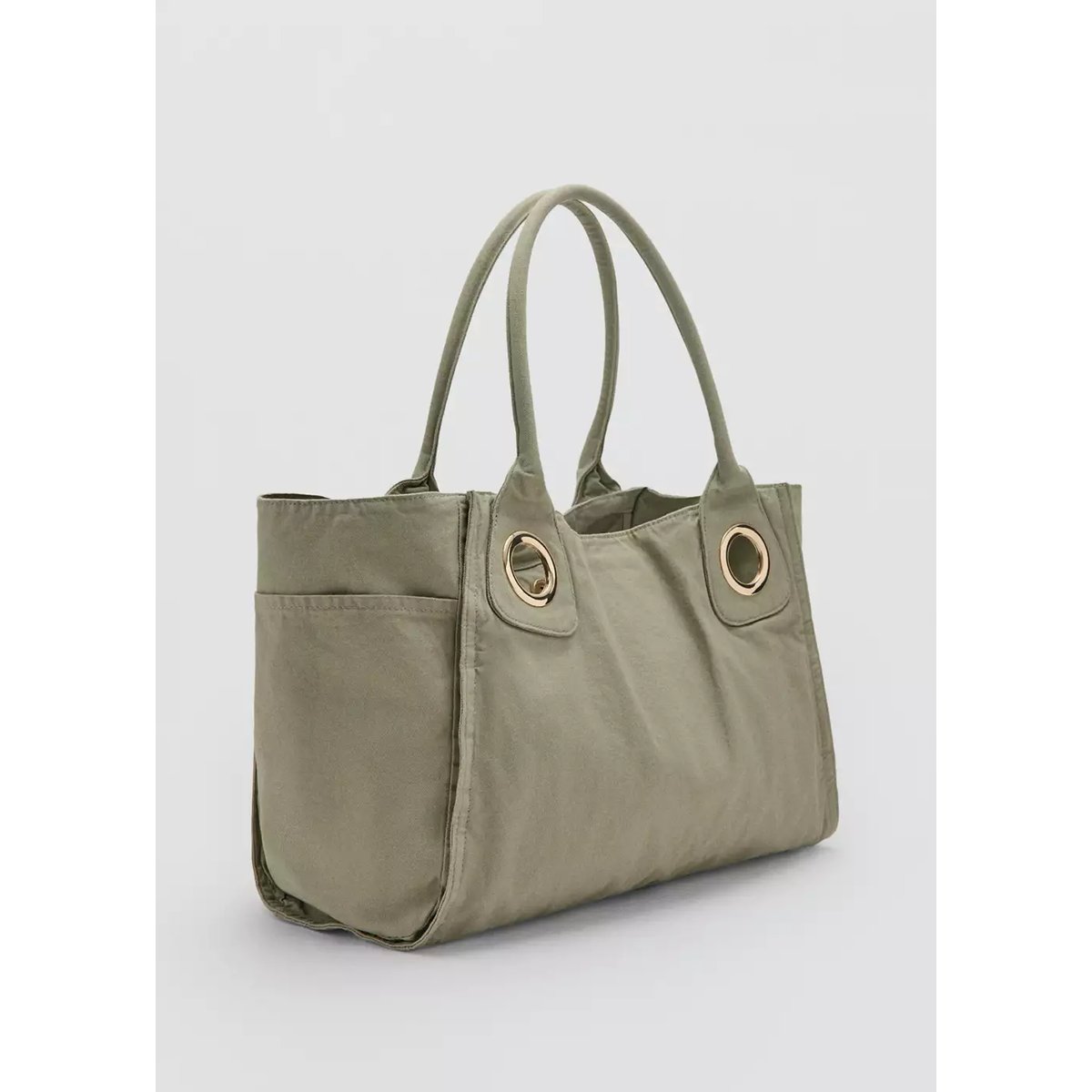 Sac en toile à œillets vert d´eau, MANGO