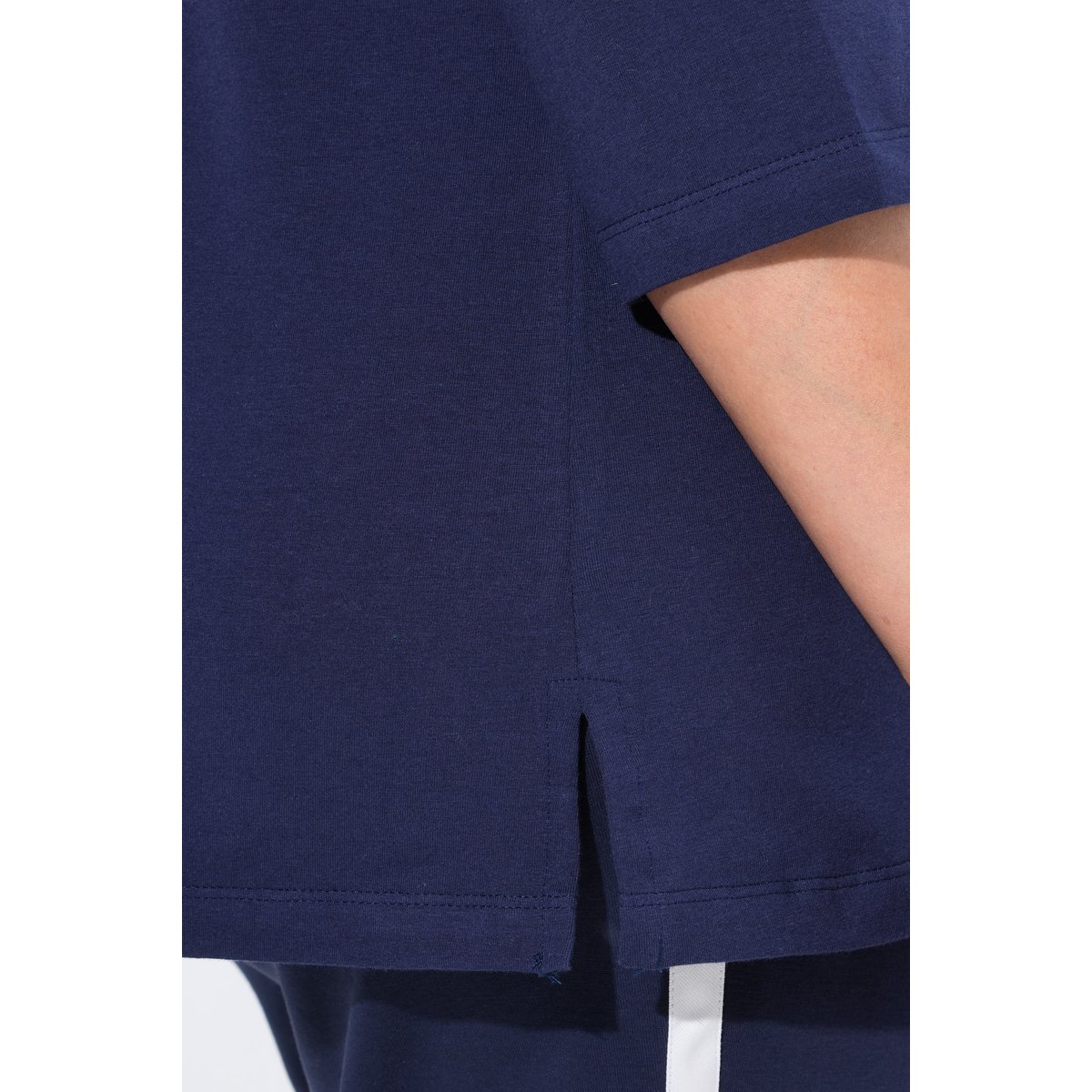 T-shirt décolleté rond et manches 3/4 marine, ULLA POPKEN