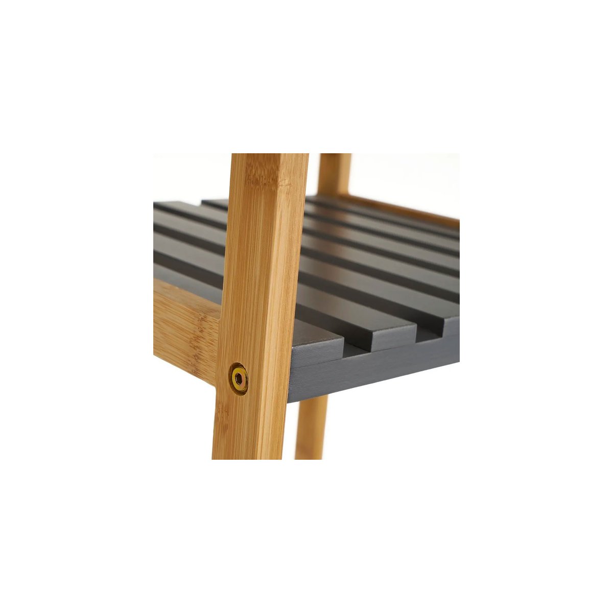 Étagère Salle de Bain 5 Plateaux Gris et Bambou gris, WADIGA