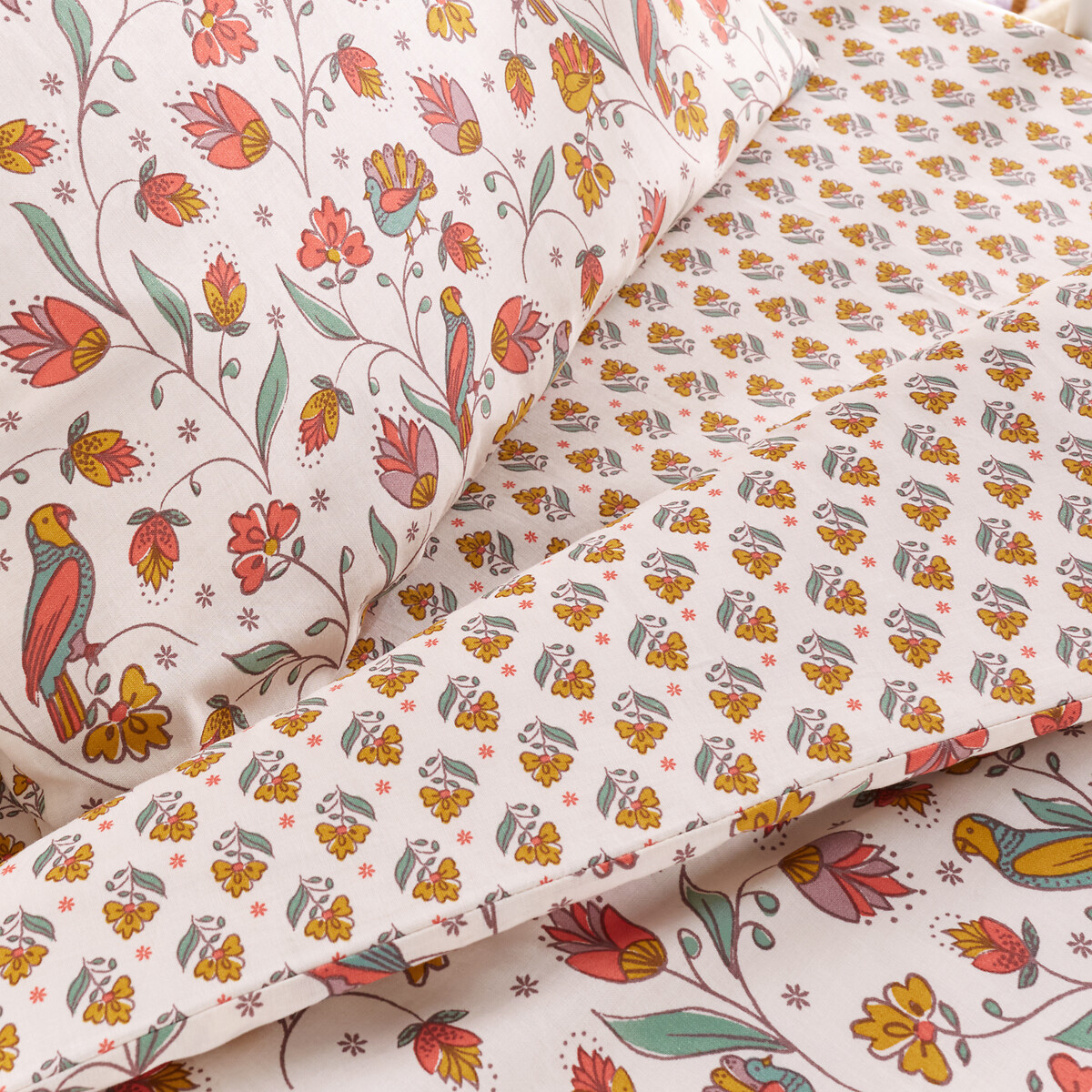 Housse de couette bébé en coton, Bertille imprimé rose, LA REDOUTE INTERIEURS