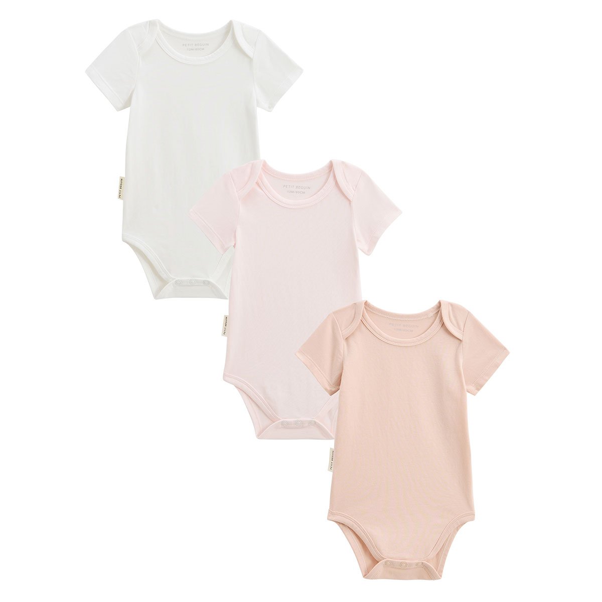 Lot de 3 bodies bébé manches courtes Louison rose, PETIT BEGUIN