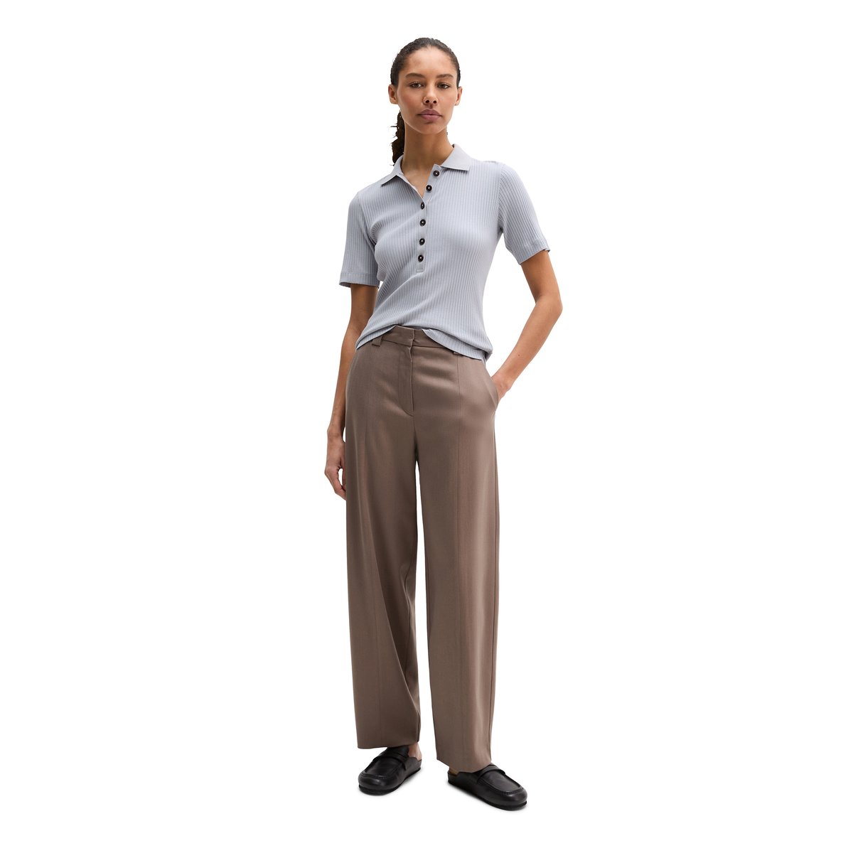Polo à côtes slim avec TENCEL™ Modal gris, MARC O'POLO