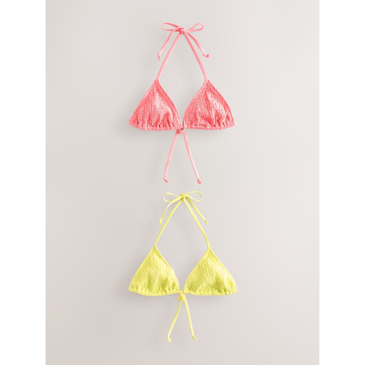 Haut de bikini triangle froncé, lot 2 corail fluo/vert citron fluo, NEXT