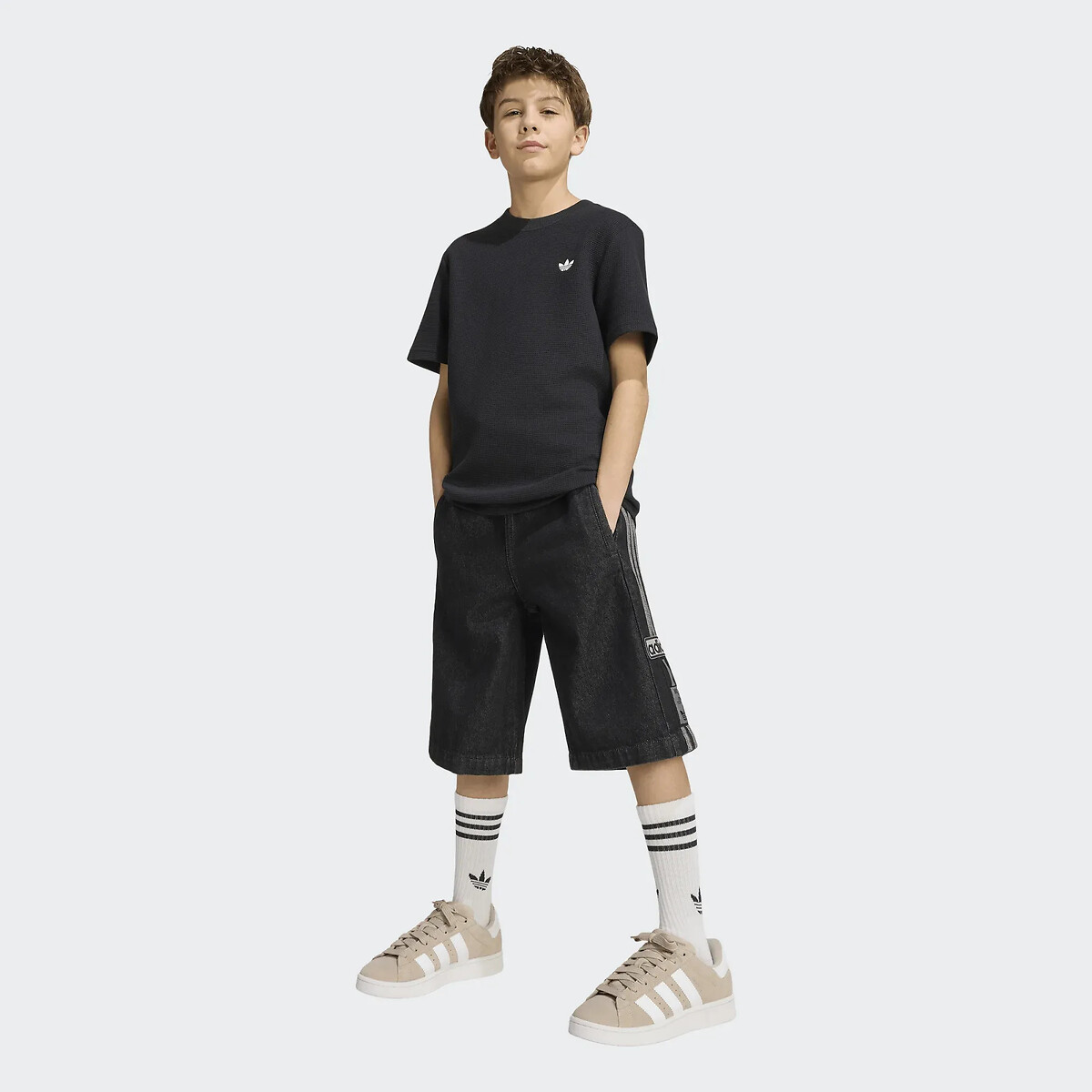 T-shirt manches courtes, en maille gaufrée noir, adidas Originals