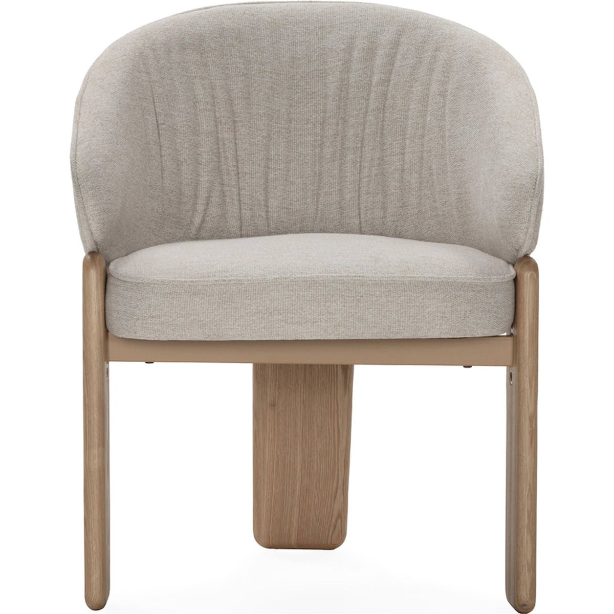 Chaise enveloppante en frêne et tissu naturel et blanc, RECOLLECTION