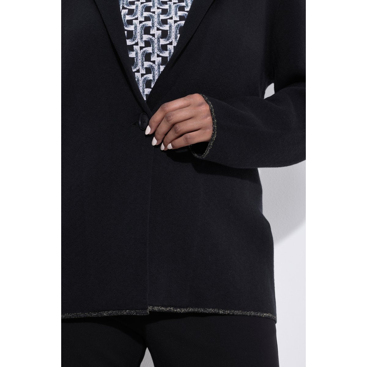 Blazer en maille, liserés scintillants noir, ULLA POPKEN