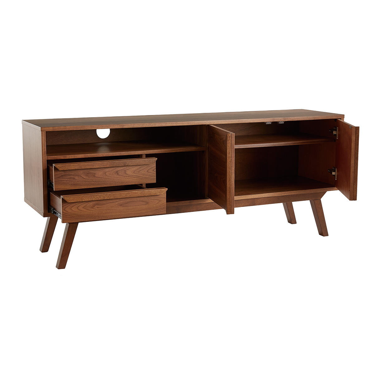 Meuble TV - Buffet vintage bois foncé noyer L160 cm VOLVER noyer, MILIBOO
