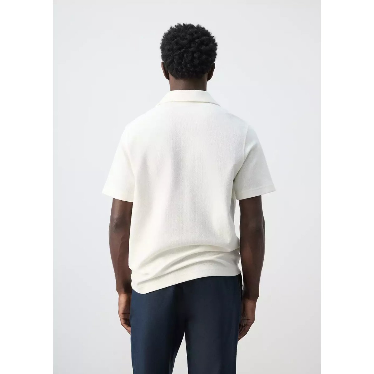 Polo texturé regular-fit blanc, MANGO MAN