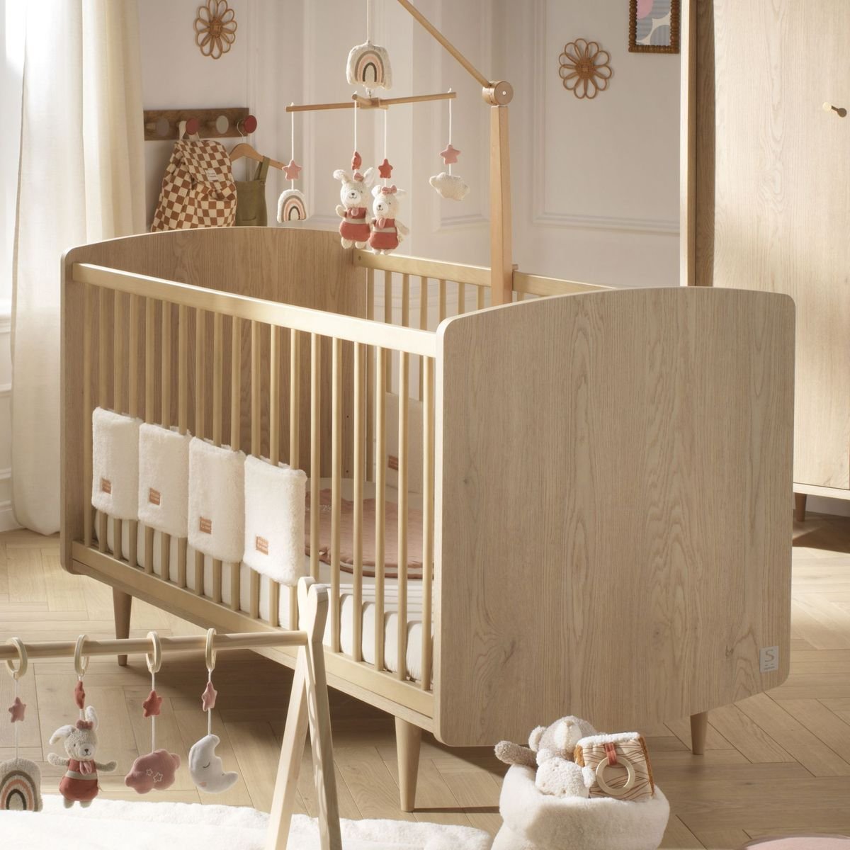 Chambre bébé trio évolutive My Love, Lit 140x70 évolutif Commode à langer XXL et armoire - Chêne Vintage marron, SAUTHON
