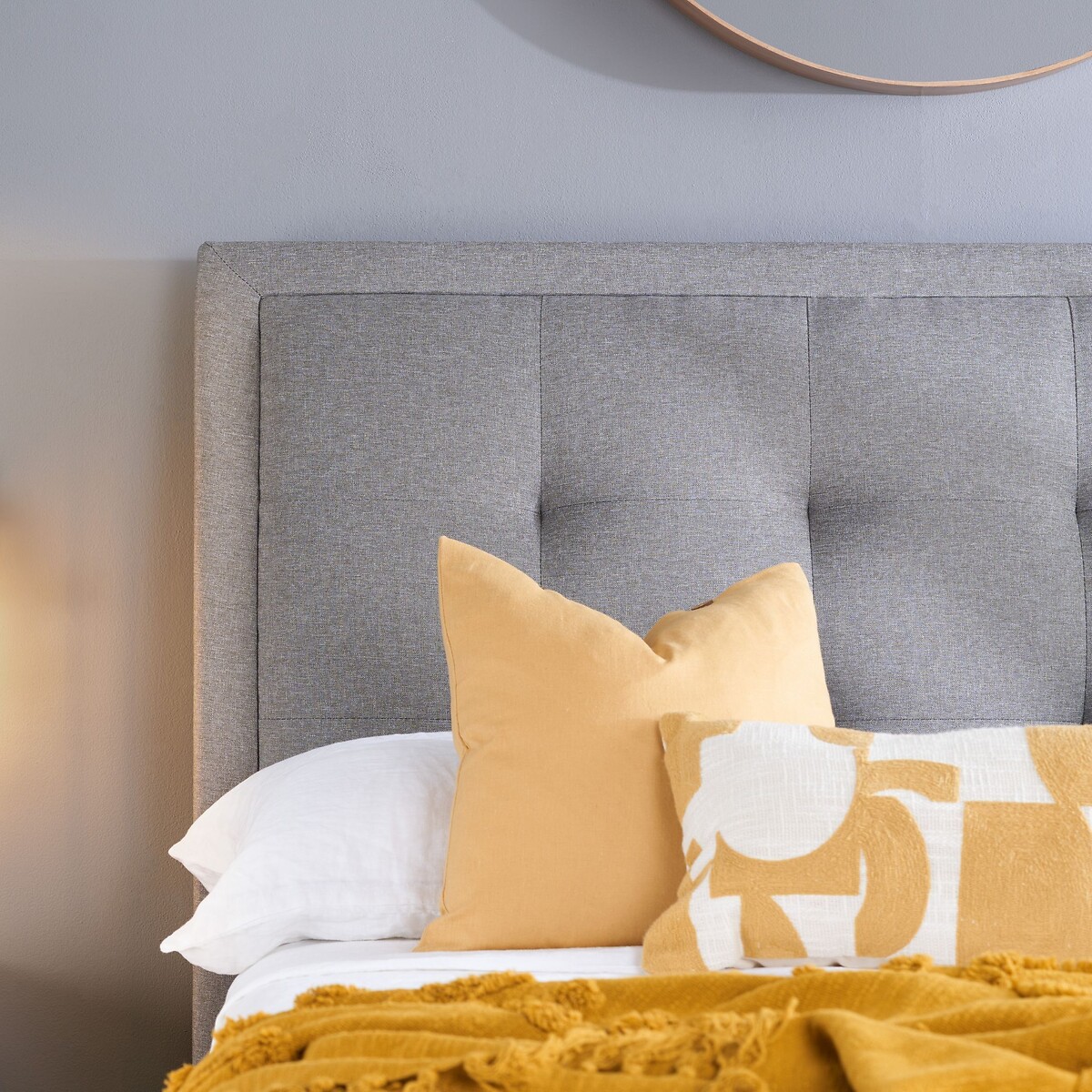 Sona Button Upholstered Storage Bed with 3 Drawers grey, SO'HOME
