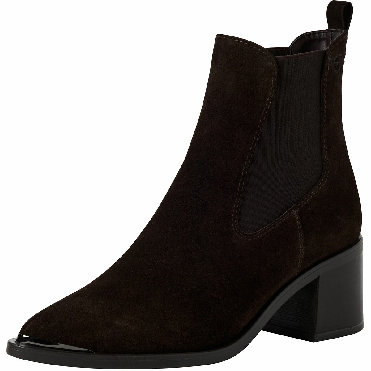 Bottines pointues en cuir marron foncé, TAMARIS