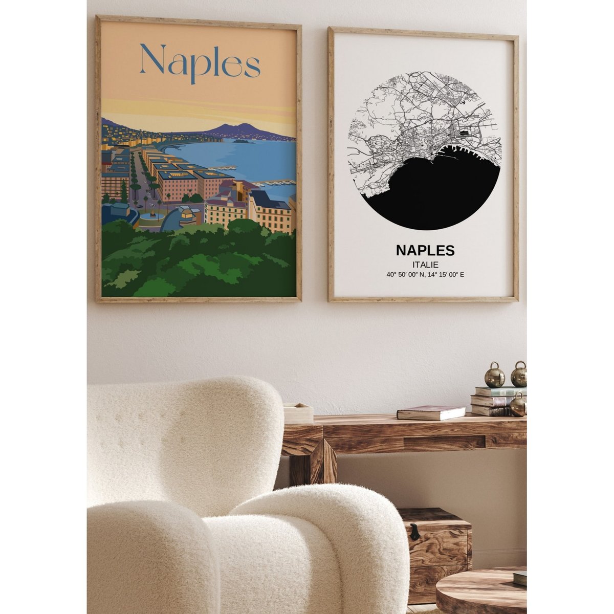 Affiche ville Naples blanc, L'AFFICHERIE