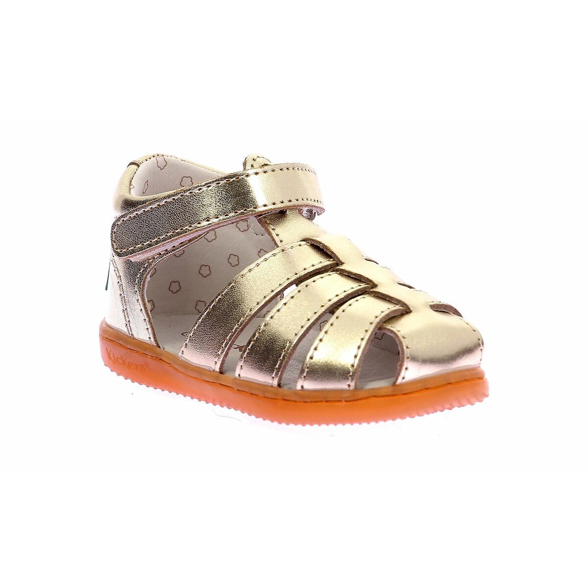 Sandales fermées en cuir Kick Flo doré, KICKERS