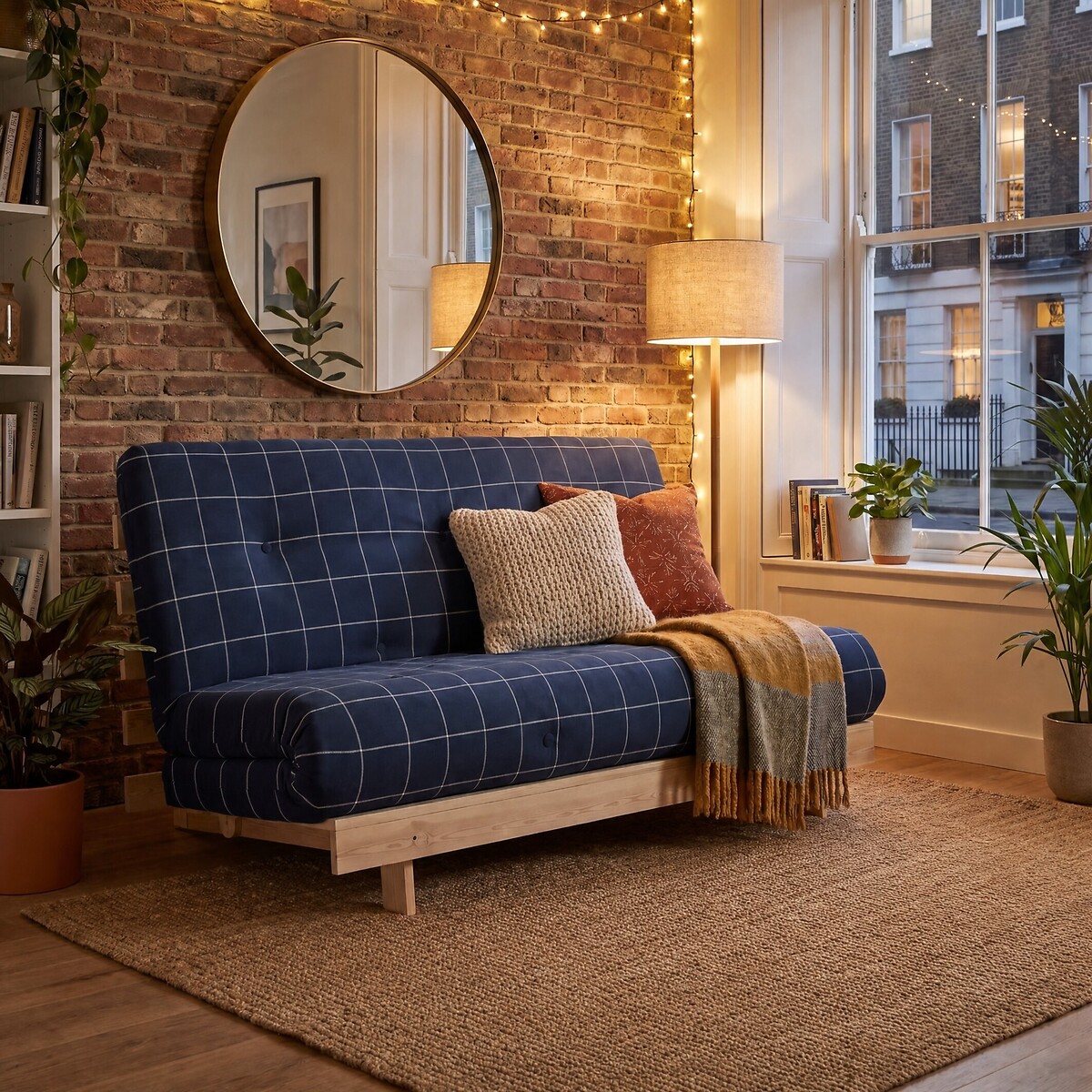 Nemuri Checkered Double Futon Sofa Bed navy, ÉDITÉ