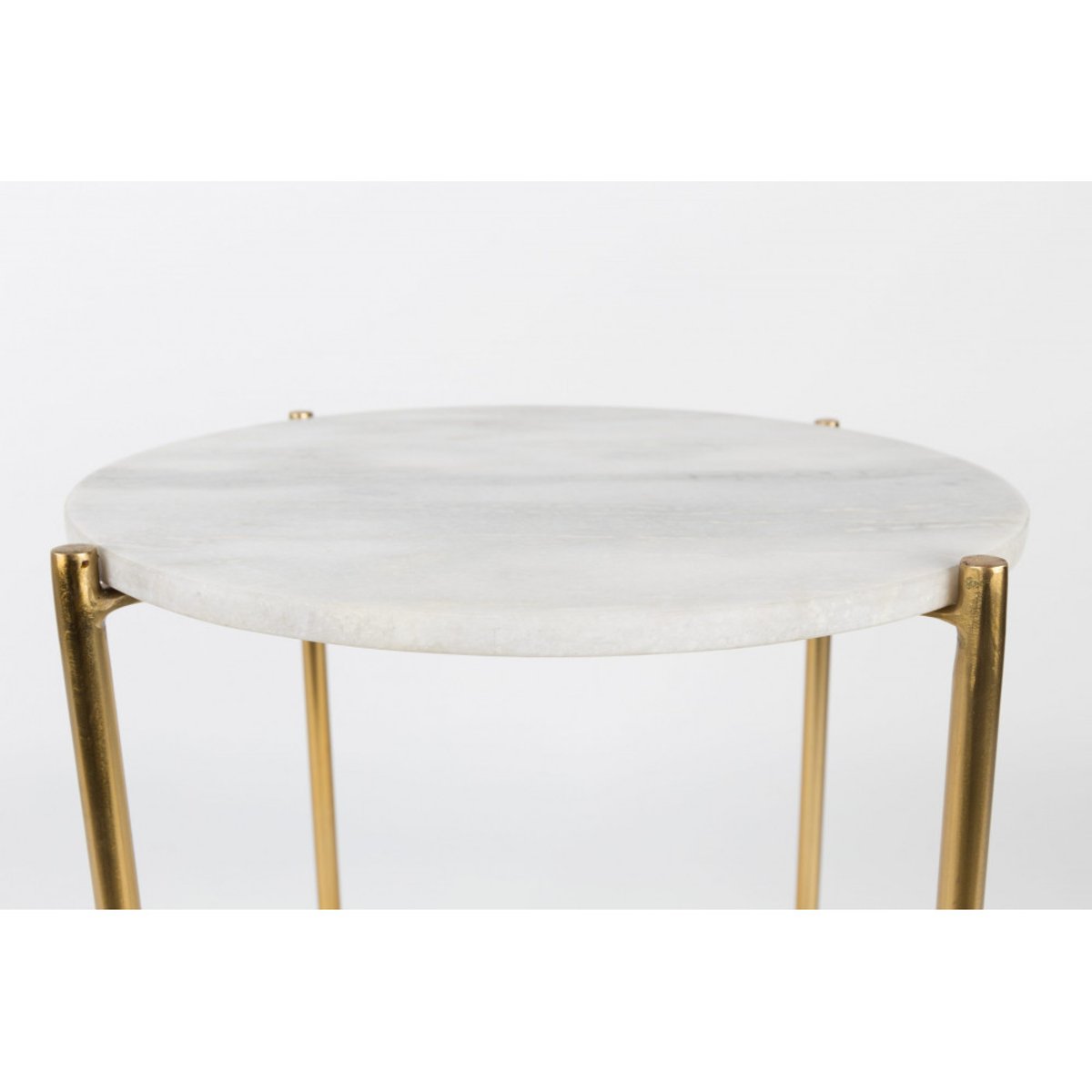 Table d'appoint marbre et laiton- TIMPA blanc craie, DRAWER