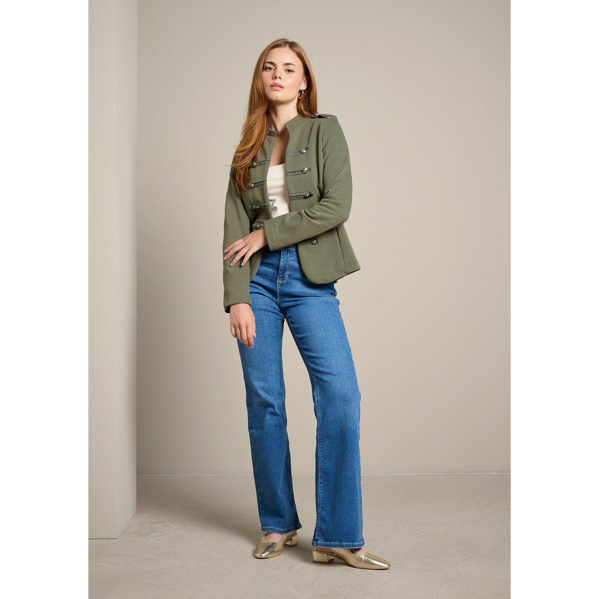 Veste blazer esprit officier khaki, LOLALIZA