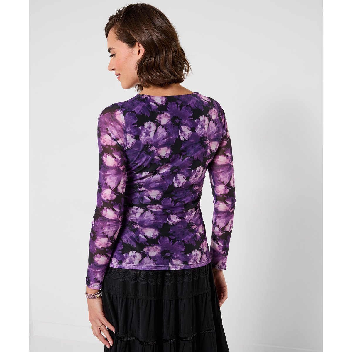 Henley en Mesh Imprimé à Encolure Carrée Jenna violet, JOE BROWNS