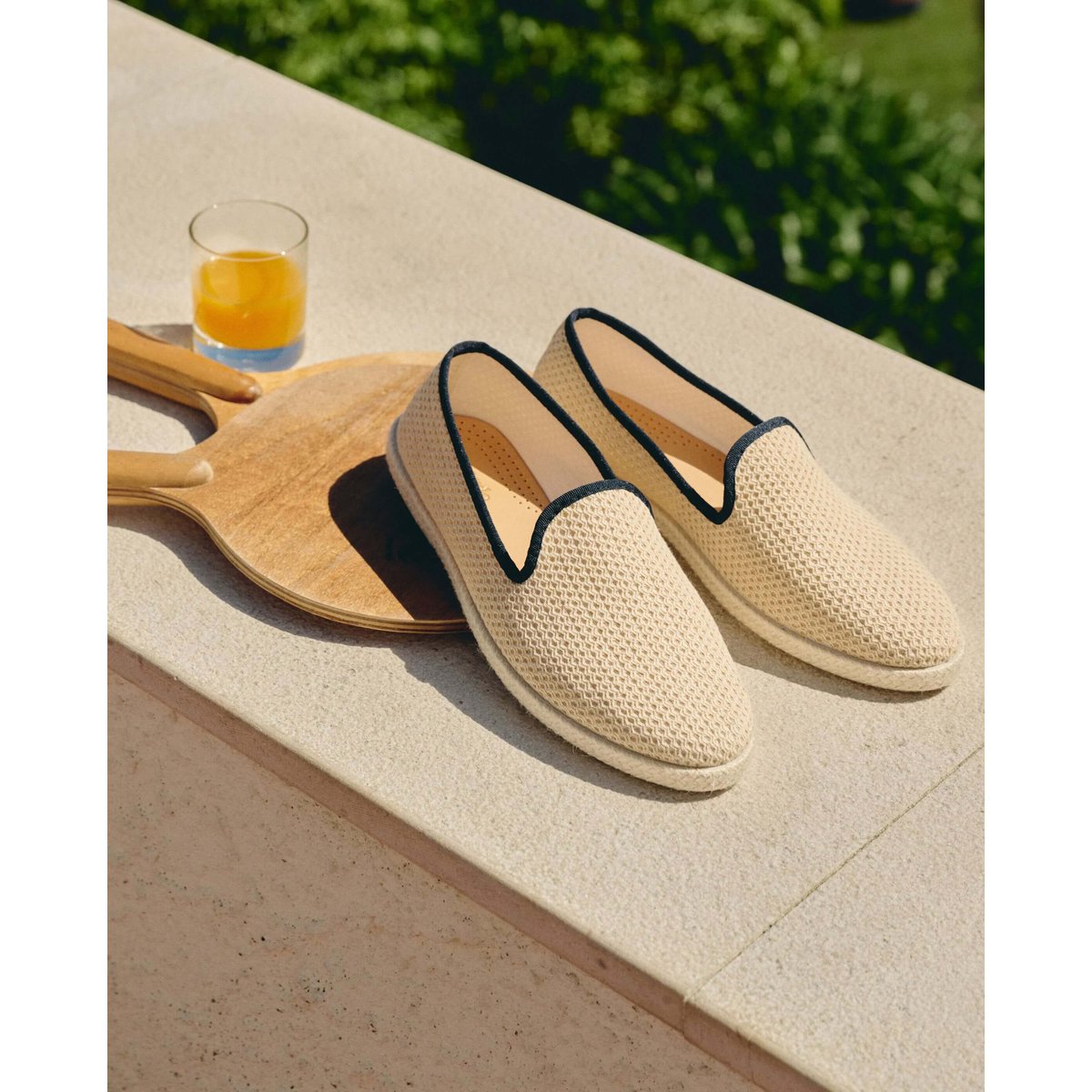 Espadrille coton CENITZ beige marine, ANGARDE