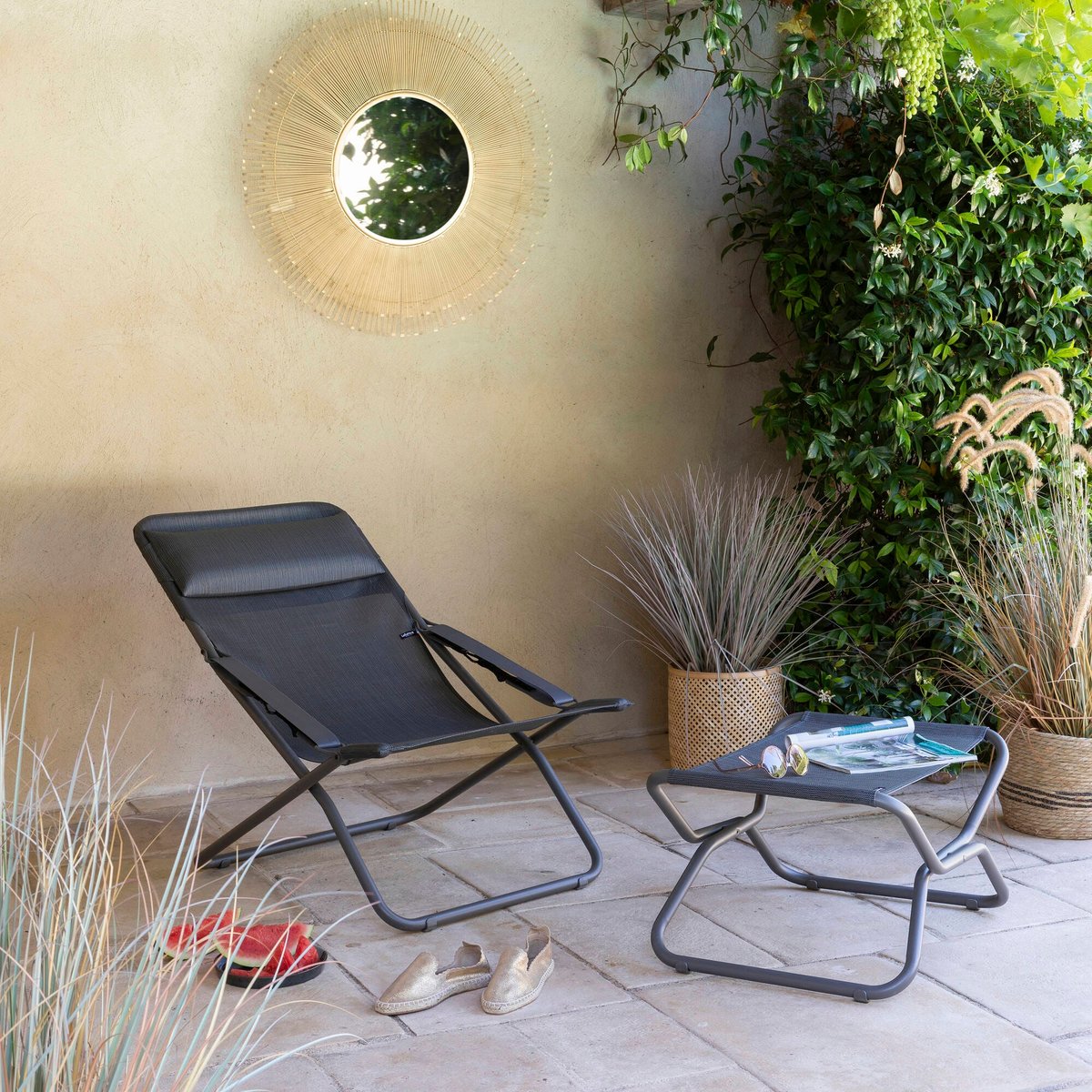 Repose-jambes/tabouret pliant - NEXT gris obsidian, LAFUMA MOBILIER