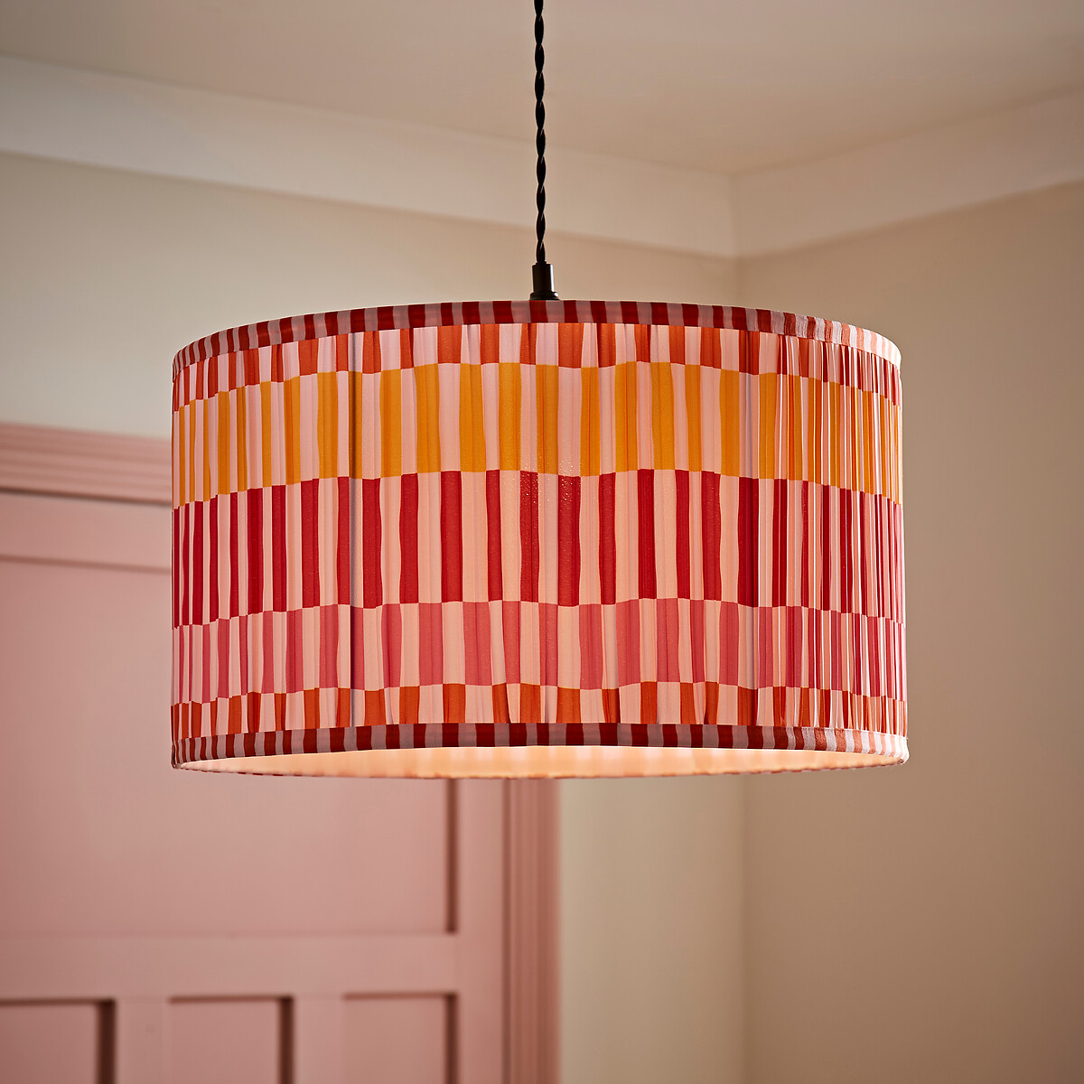 45cm Roxie Striped Pleated Easy Fit Shade multi-coloured, SO'HOME