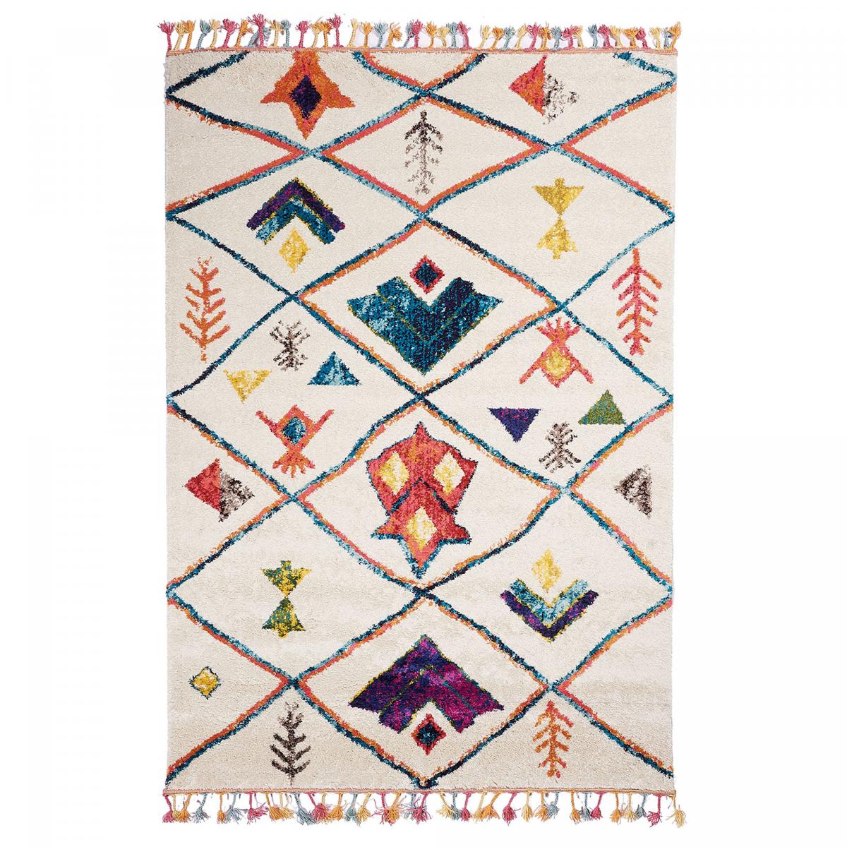Tapis carré motif berbère LYN5 OURIKA C blanc, UN AMOUR DE TAPIS