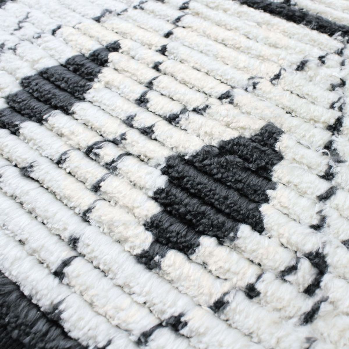 Tapis salon tout doux losanges    STEPPE LOSANGES beige gris foncé, THE DECO FACTORY